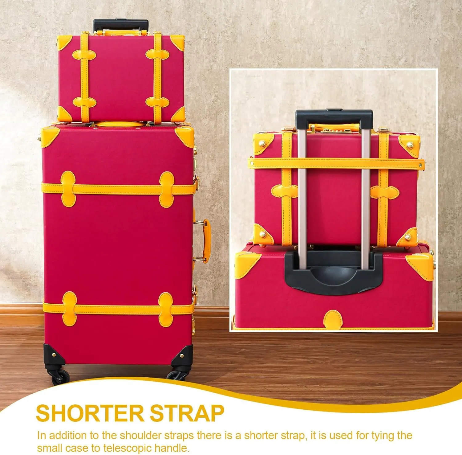 Vintage Style 2pc White Spinner Wheel Luggage Suitcase Set