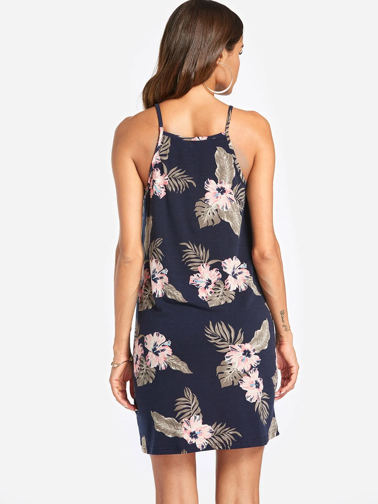 Wholesale Navy Floral Print Mini Dress
