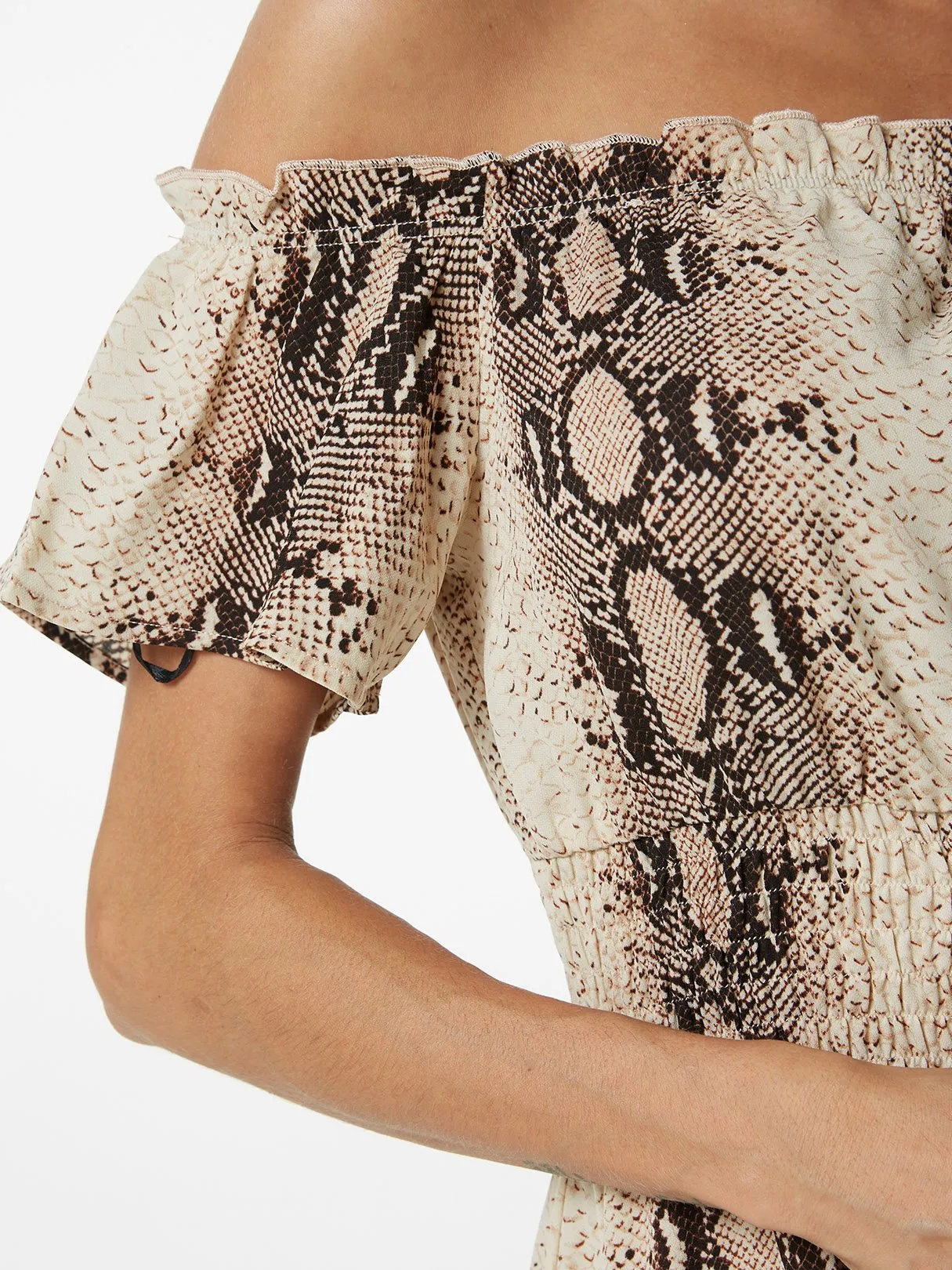 Wholesale Off The Shoulder Short Sleeve Snake Mini Dress