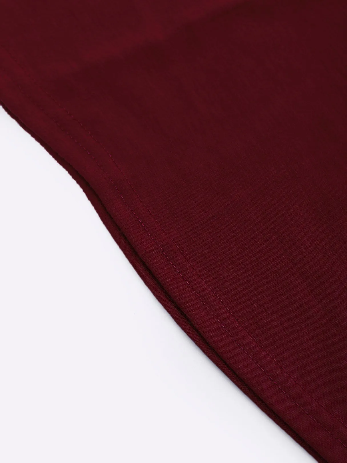 Wholesale Round Neck Plain Sleeveless Flounced Hem Burgundy Mini Dress