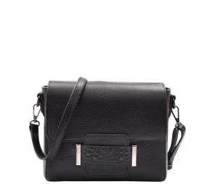 Womens Cross Body Messenger Bag Adjustable Shoulder Strap LINDA Black